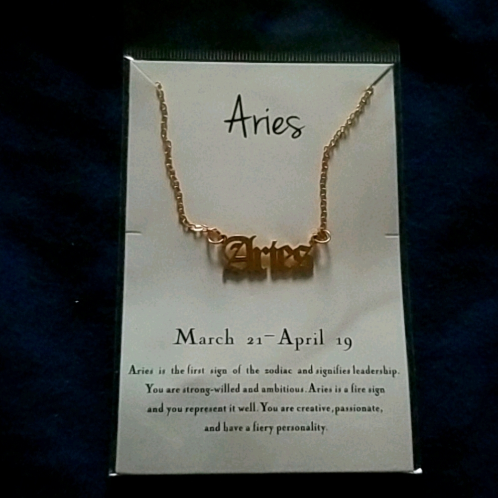 Gold aries zodiac necklace